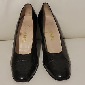 Chanel Black Leather Women's Shoes